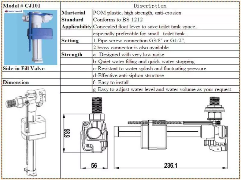 cistern fill valve cistern fill valve