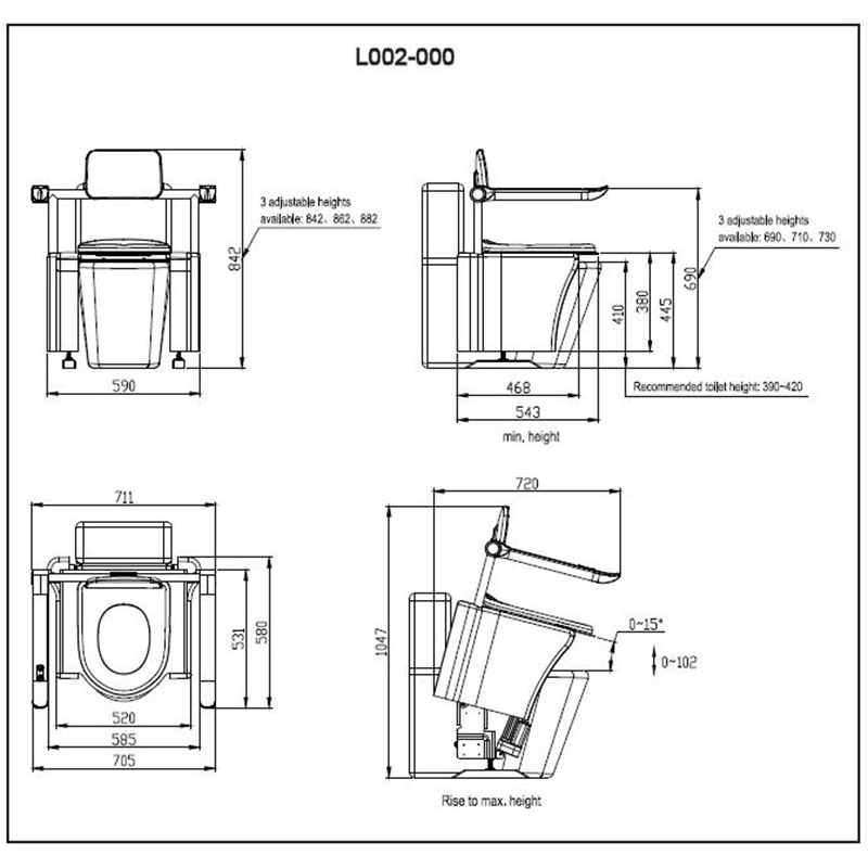 Toilet lift drawing