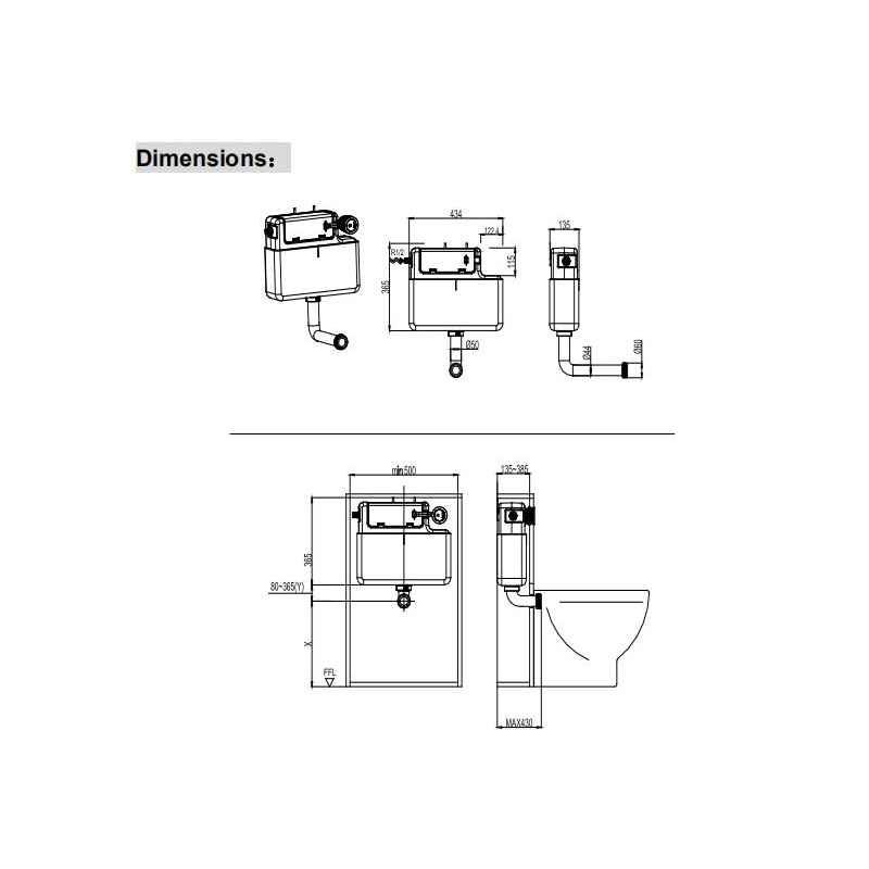 in wall concealed cistern tank