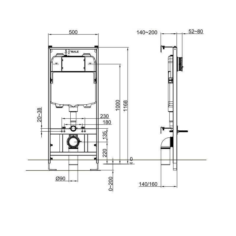 pneumatic concealed cistern