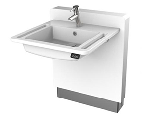 Electric washbasin lifter provides a safe bathroom environment for the elderly